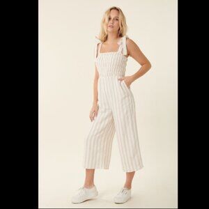 Naf Naf Paris Jumpsuit‎ White/Tan Stripe Size 1 Women's